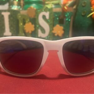 White Oakley Sunglasses with Purple Lenses